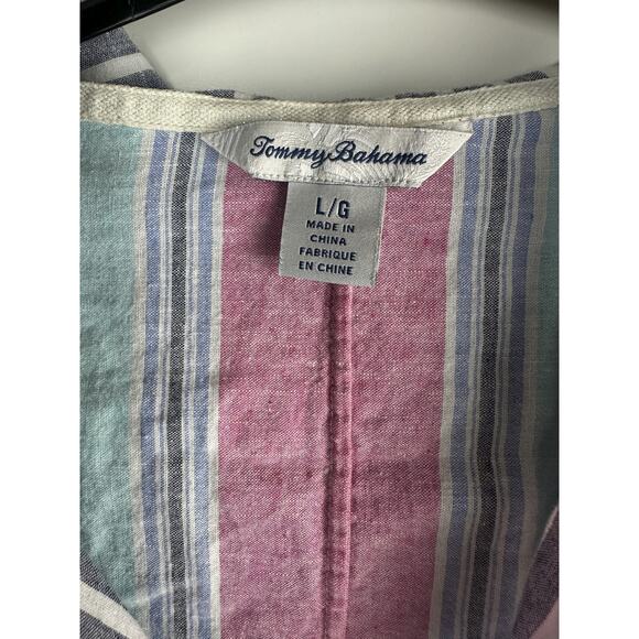 Tommy Bahama Lovely Lanes 3/4 Sleeve Baja Pullover Hoodie Cotton Linen Large - Picture 5 of 11